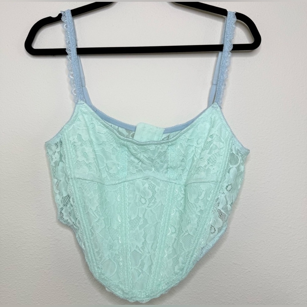 Urban Outfitters Mint Green Lace Corset Top